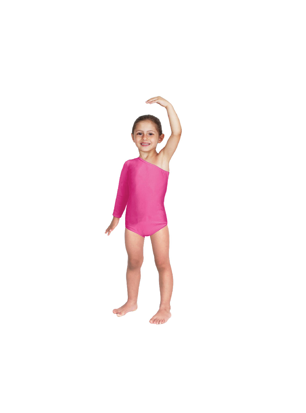 Body Danza Lycra Monospalla Manica Lunga Fucsia