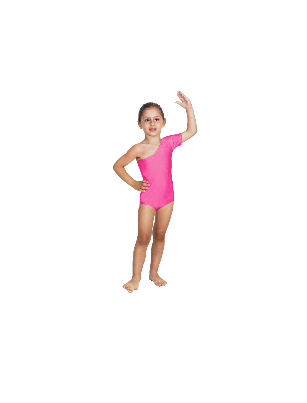 Body Danza Lycra Monospalla Mezza Manica Fucsia