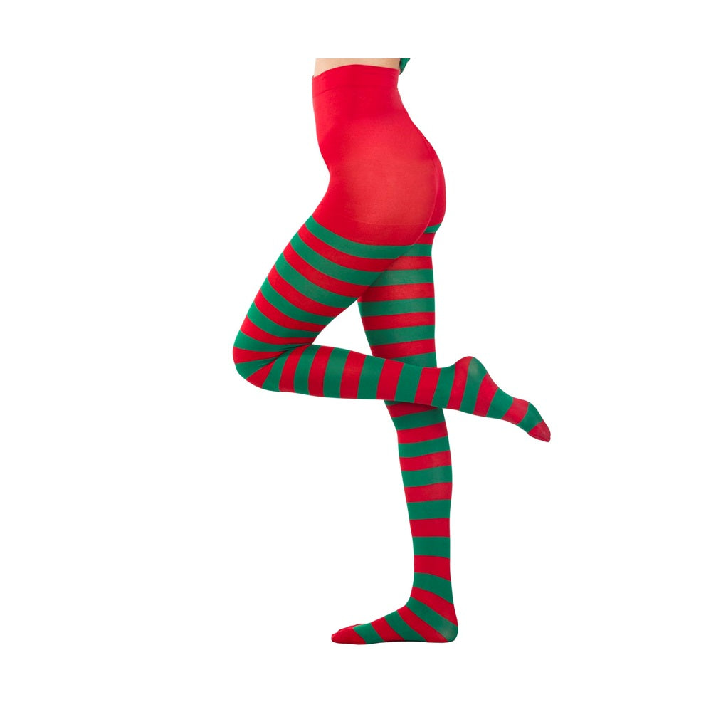 Calze Collant a Riga Rosse e Verde