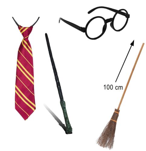 Set Harry Potter Cravatta Bacchetta Occhiali Scopa mago strega (Scegli il Kit)