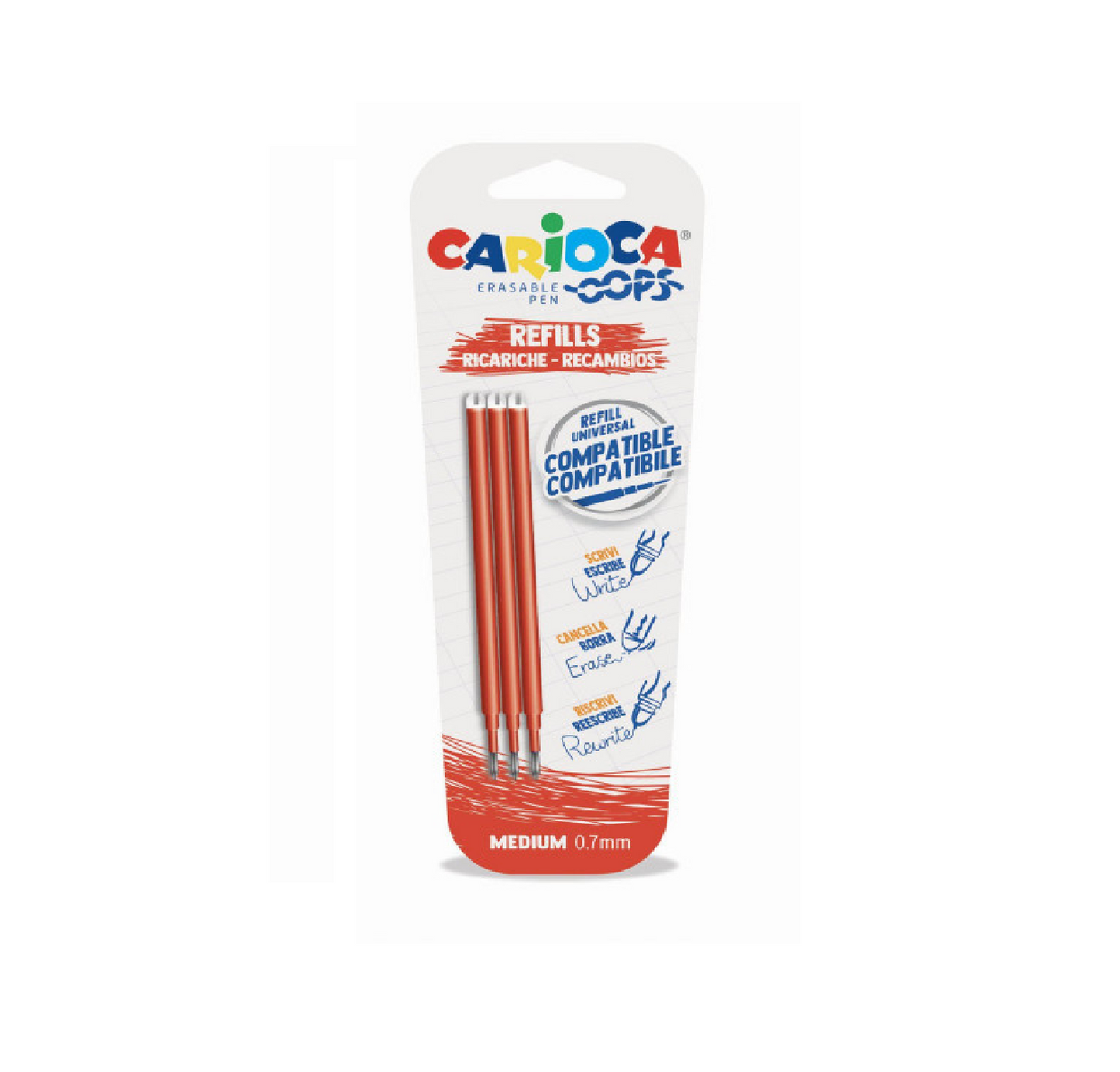 Refill 3pz Penna Cancellabile OOPS Rosso