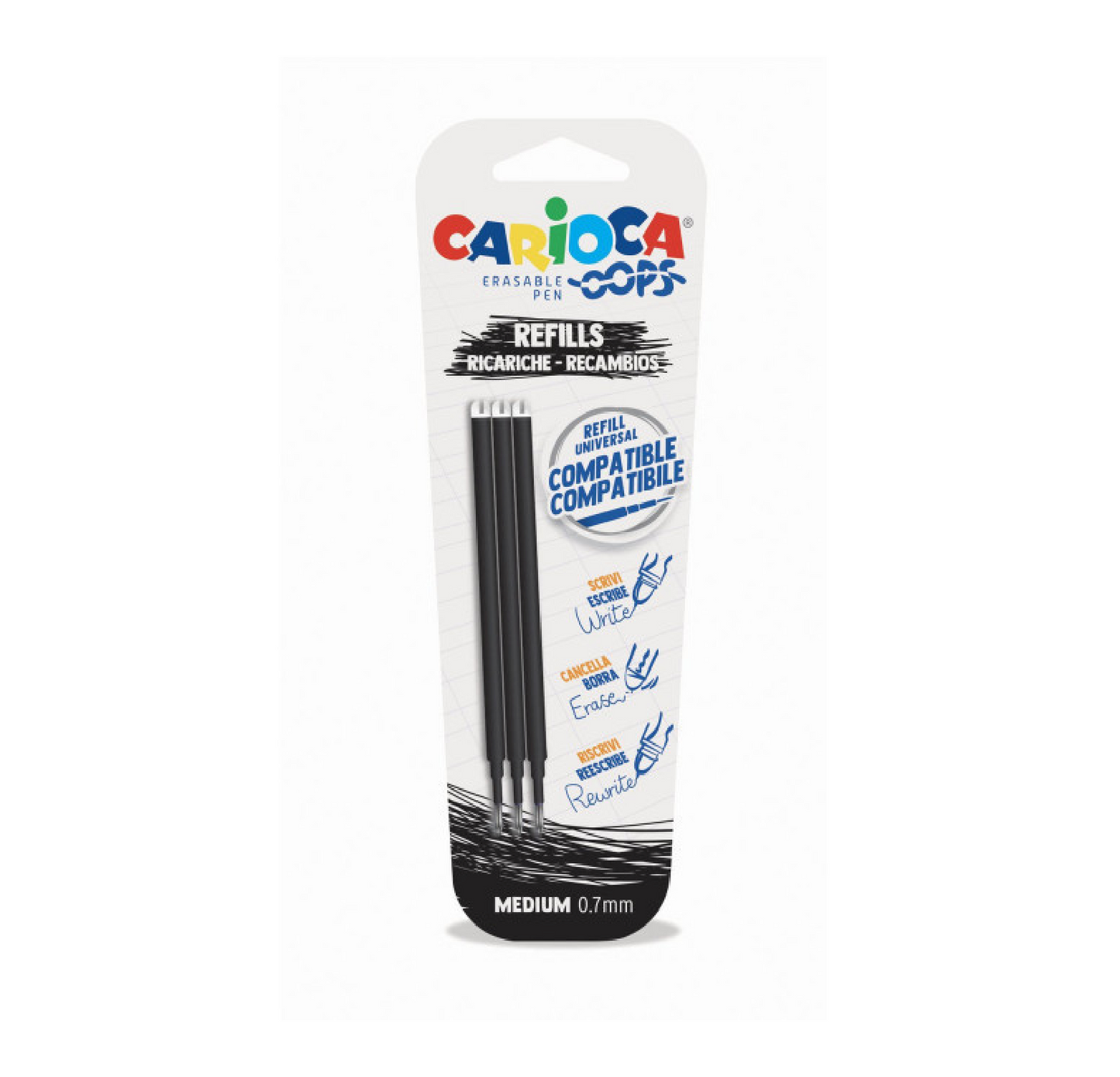 Refill 3pz Penna Cancellabile OOPS Nero
