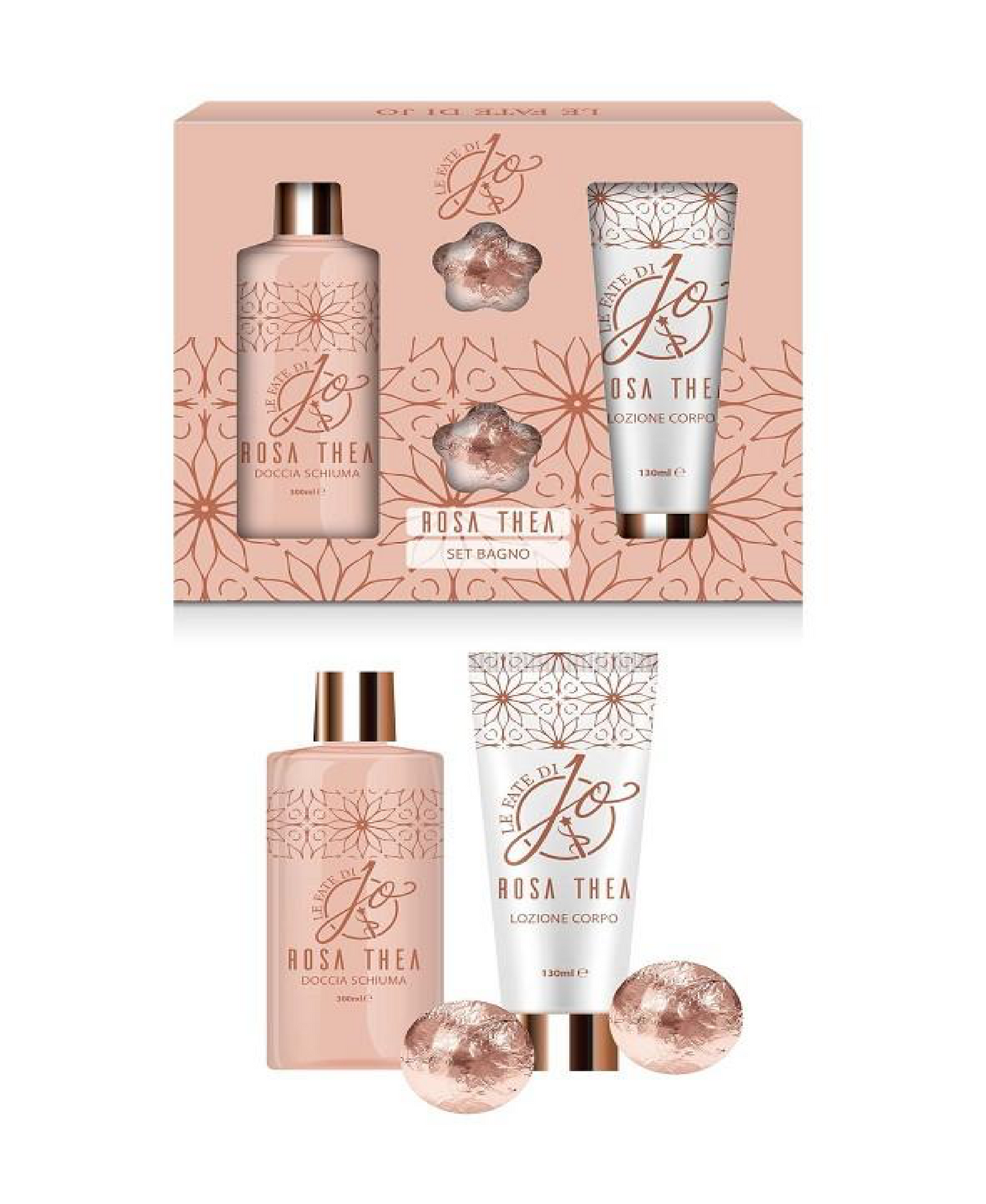 Rosa Thea – Cofanetto regalo con shower gel, body lotion e bombe da bagno