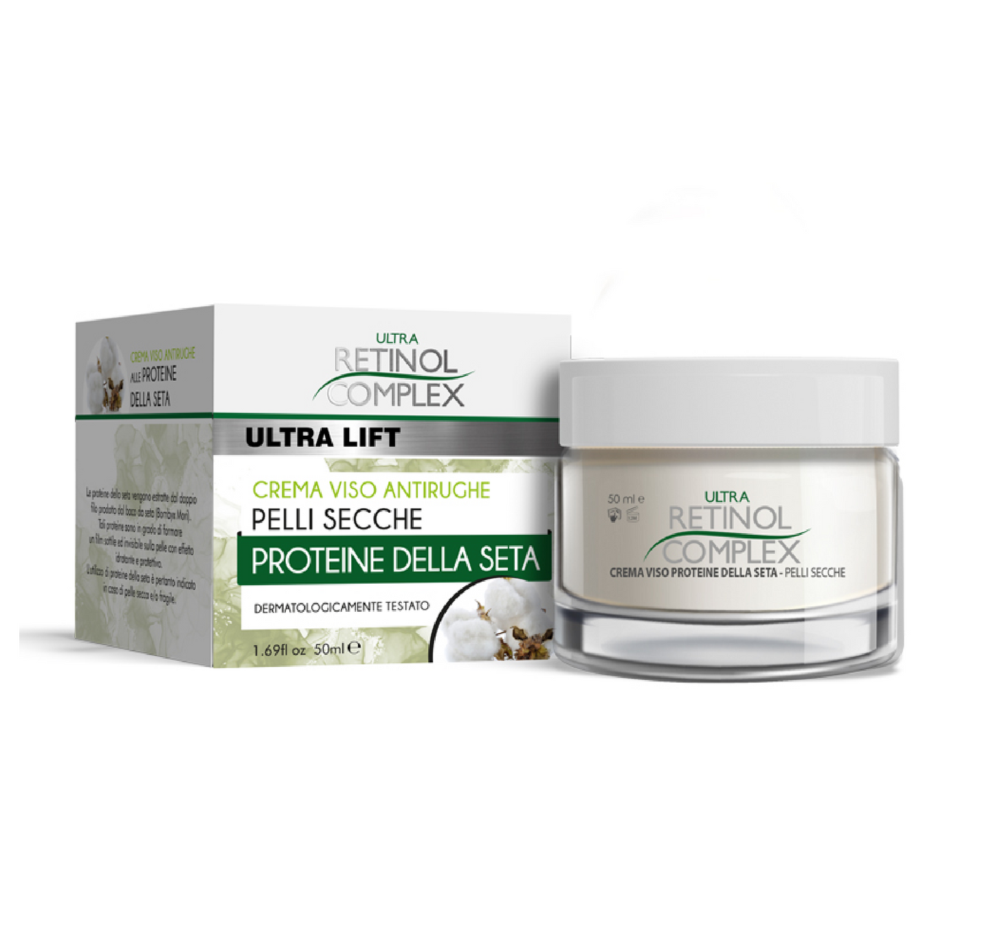 Ultra Lift Crema Viso Antirughe Pelli Secche Proteine della Seta