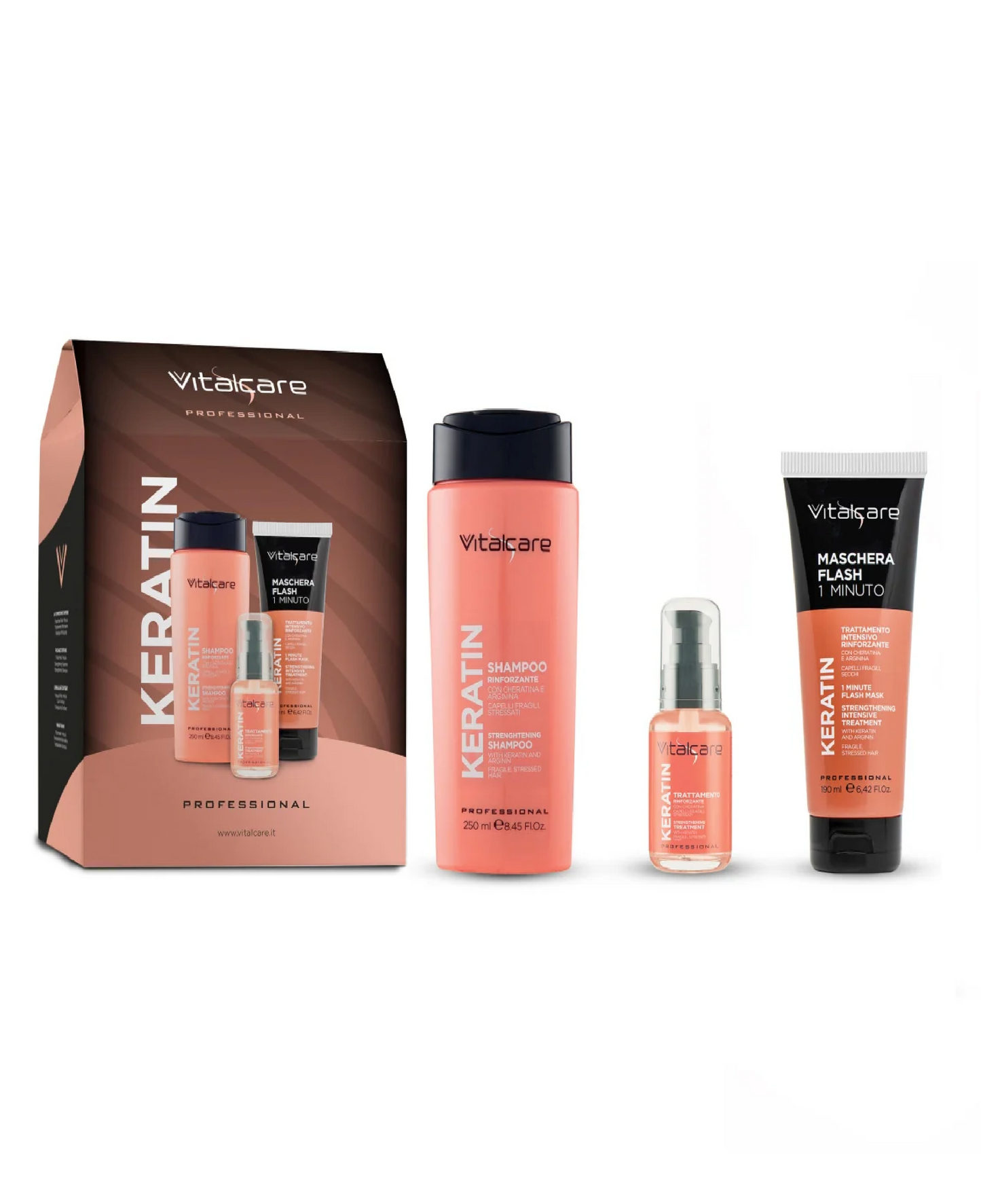 Cofanetto Keratin – Shampoo, Maschera e Trattamento Rinforzante