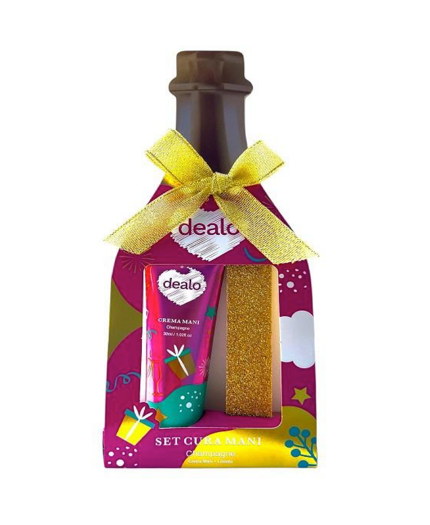 Confezione BOTTIGLIA GOLD PINK Crema Mani 30ml + Limetta