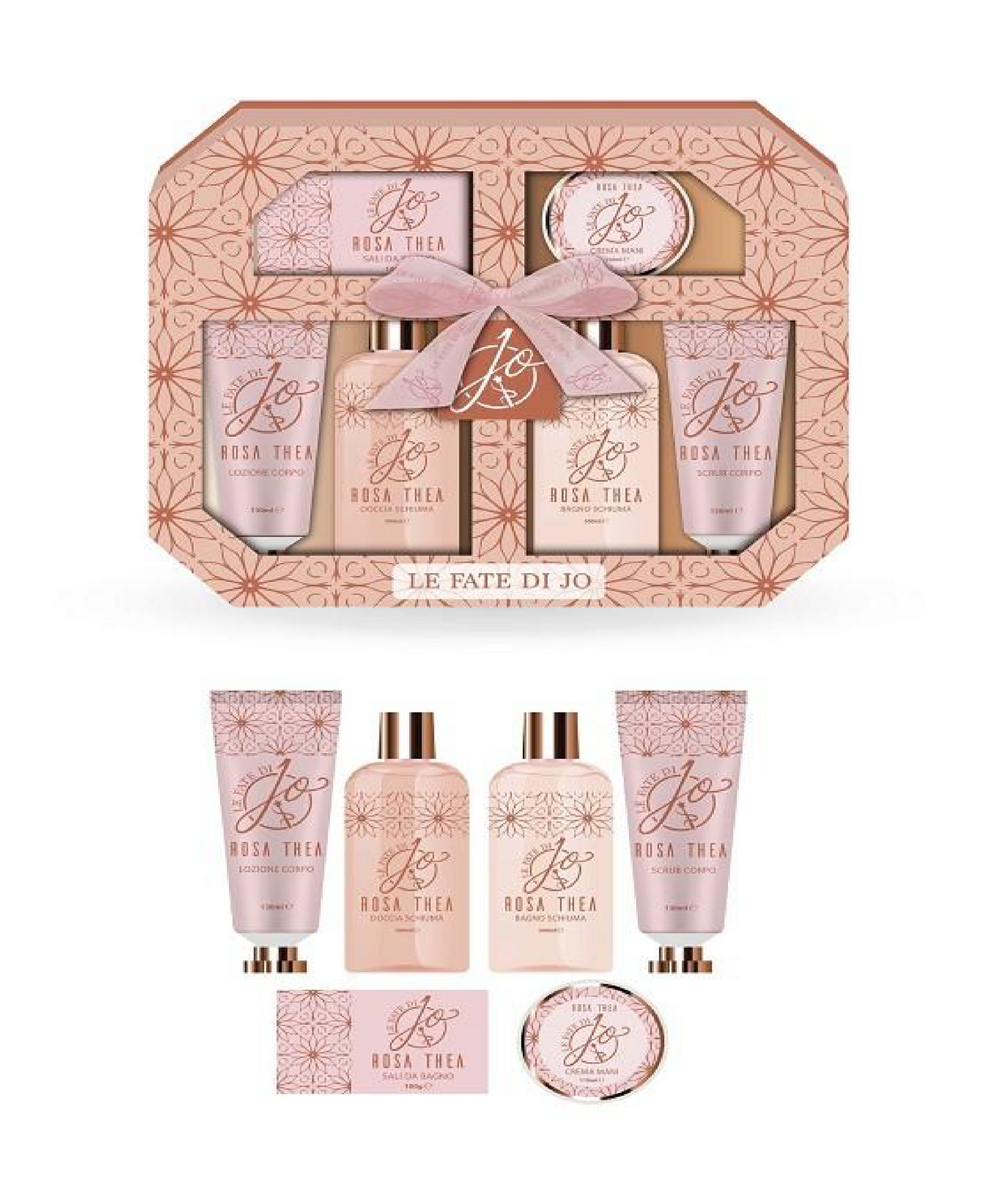 Cofanetto Rosa Thea – Cofanetto regalo con shower gel, scrub, crema corpo e mani