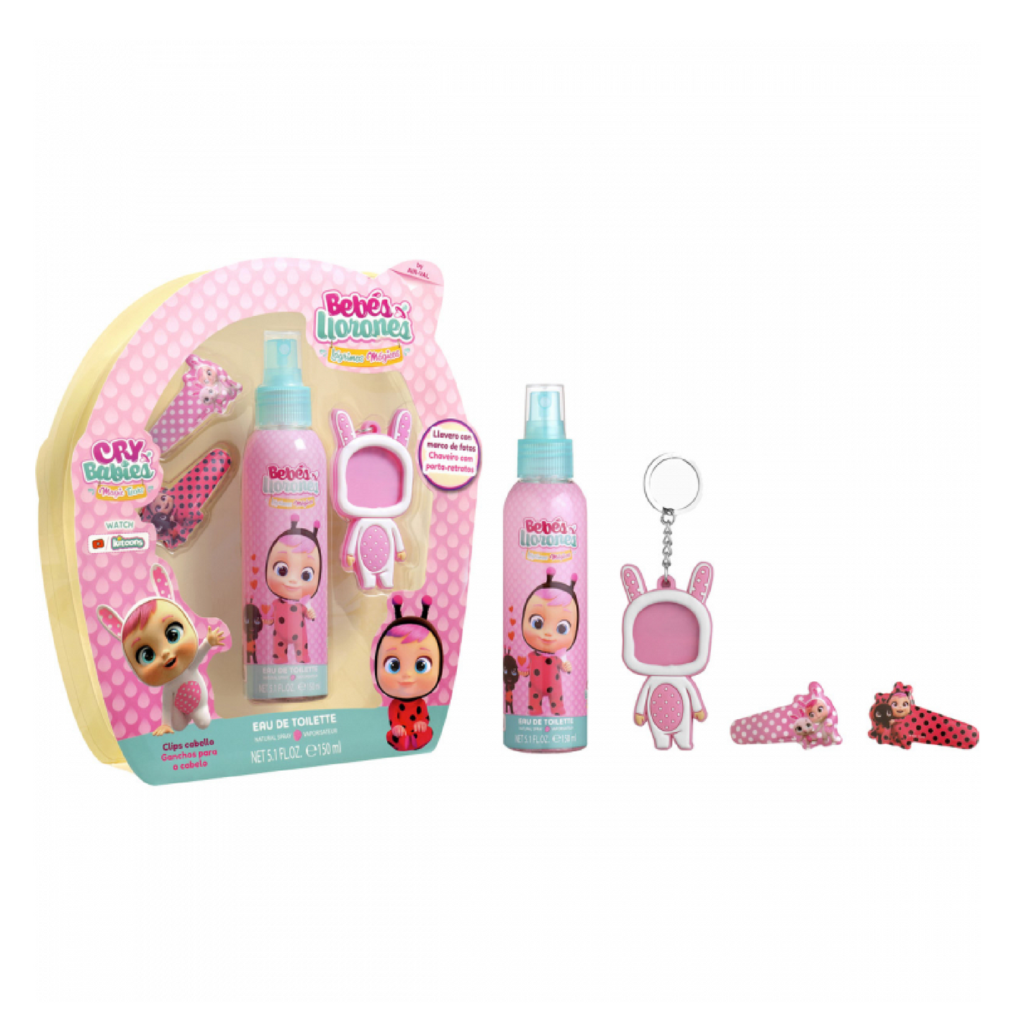Confezione Cry Babies Profumo + Clips + Portachiavi + Portafoto