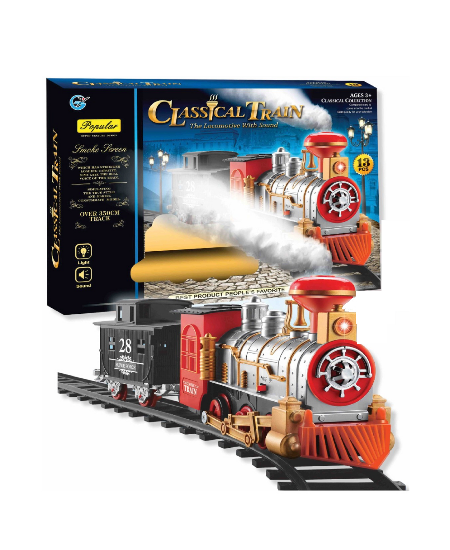 Treno Classico 2 Locomotive 13 Binari con Luci e Suoni