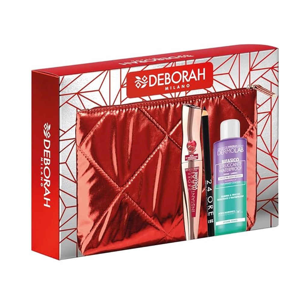Pochette mascara instant olio di melograno+matita+ struccante bifasico