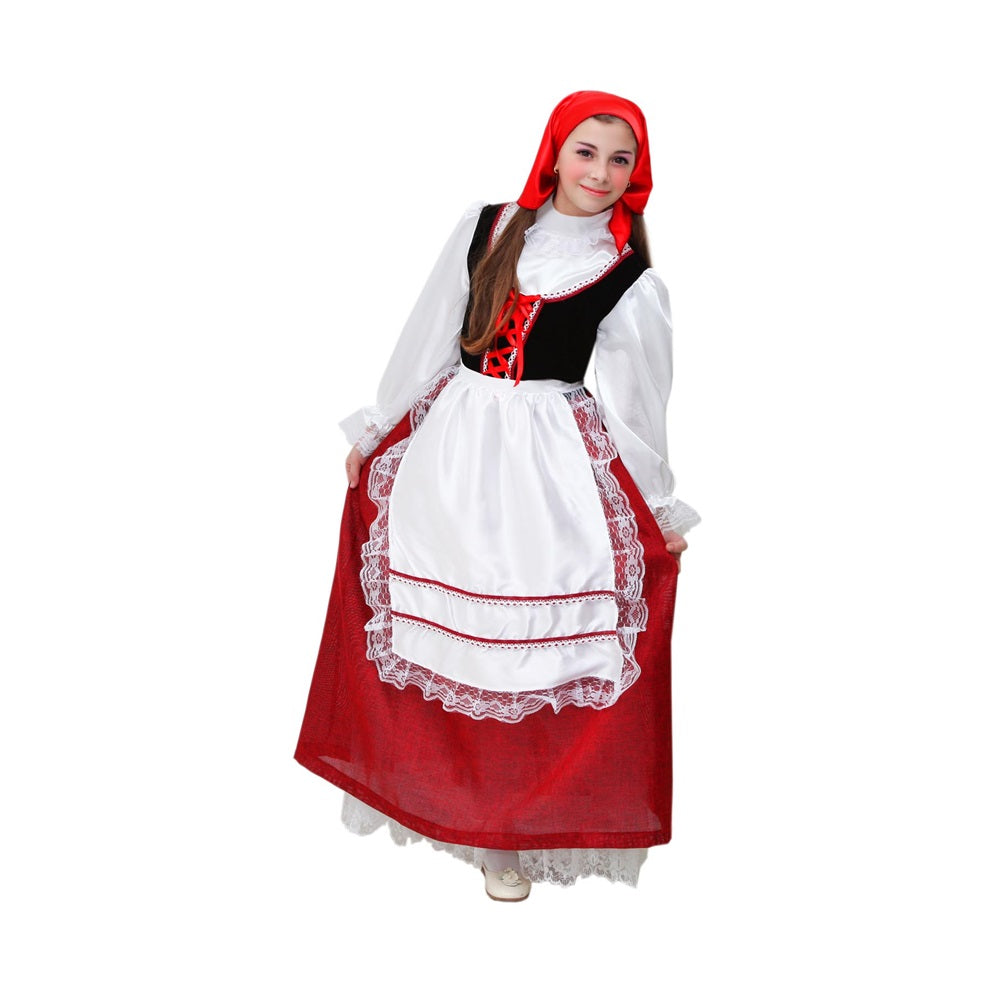 Costume Popolana Rosso Tg 3/4anni a 11/12anni
