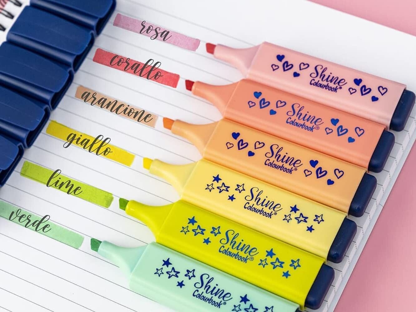 Evidenziatori Colourbook Shine Pastello6-12 pz