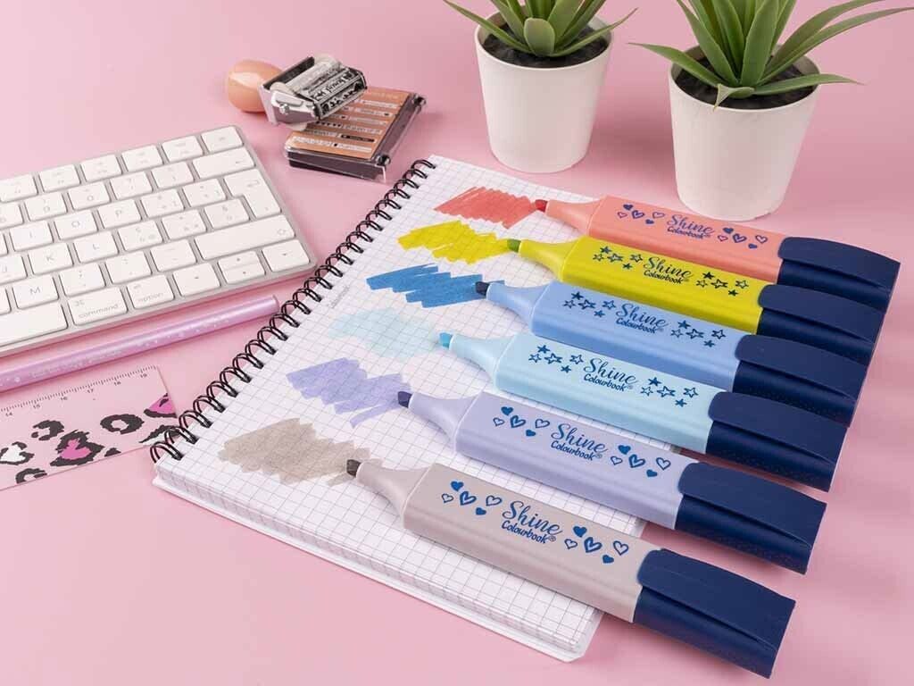 Evidenziatori Colourbook Shine Pastello6-12 pz