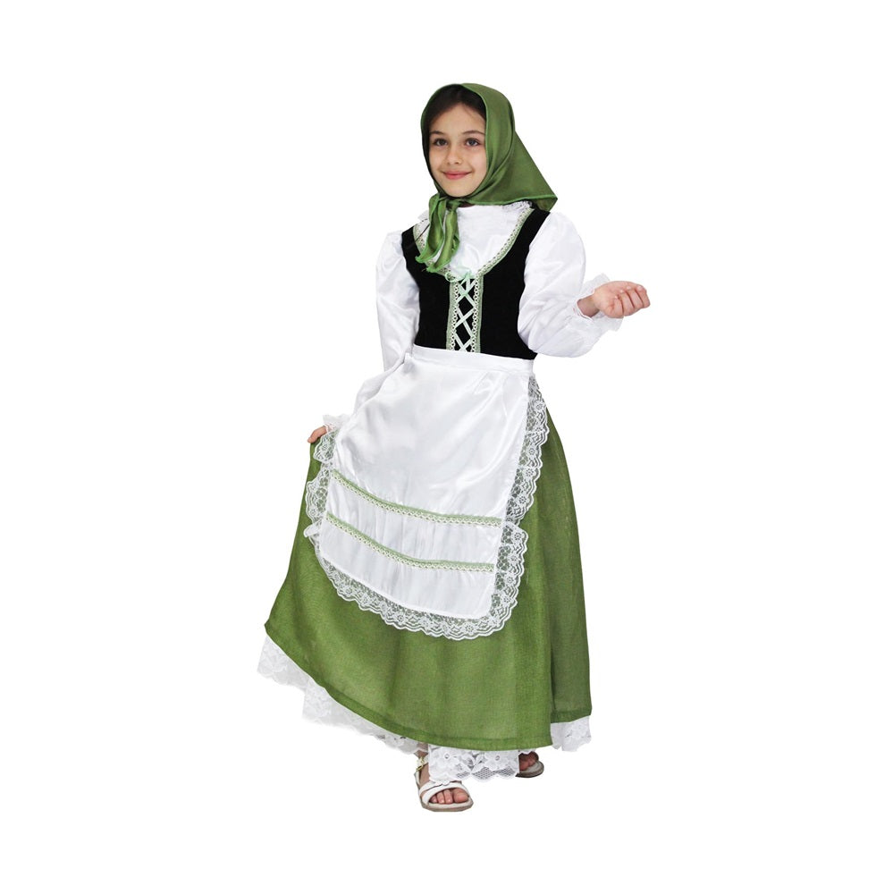 Costume Popolana Verde Tg 3/4anni a 11/12anni