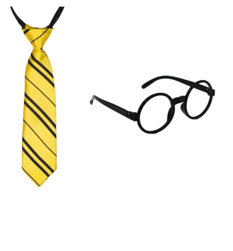 Set Costume Harry Potter Cravatta Bacchetta Occhiali Scopa mago strega