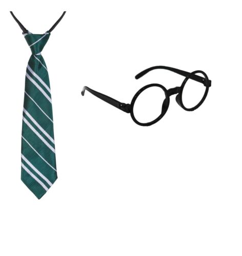 Set Costume Harry Potter Cravatta Bacchetta Occhiali Scopa mago strega