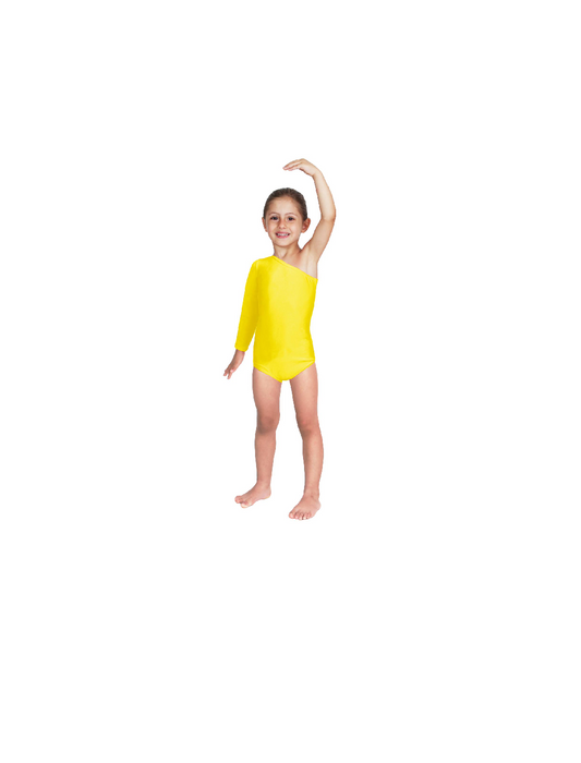 Body Danza Lycra Monospalla Manica Lunga Giallo