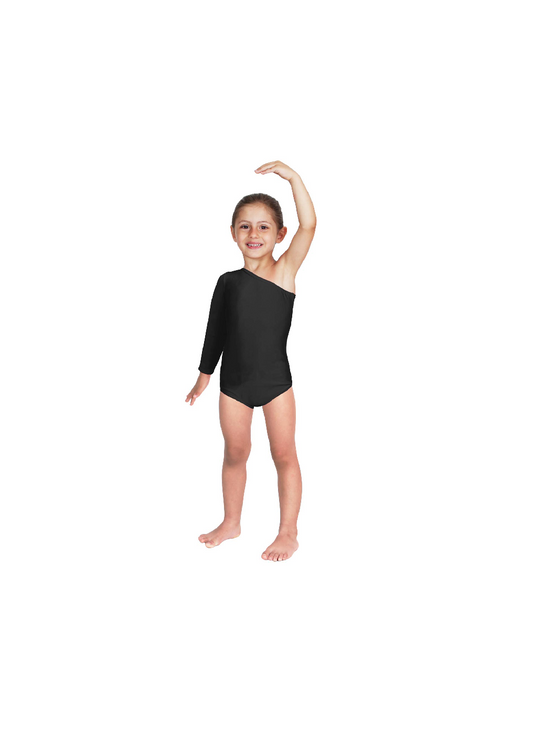 Body Danza Lycra Monospalla Manica Lunga Nero