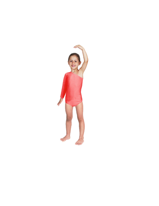 Body Danza Lycra Monospalla Manica Lunga Rosso