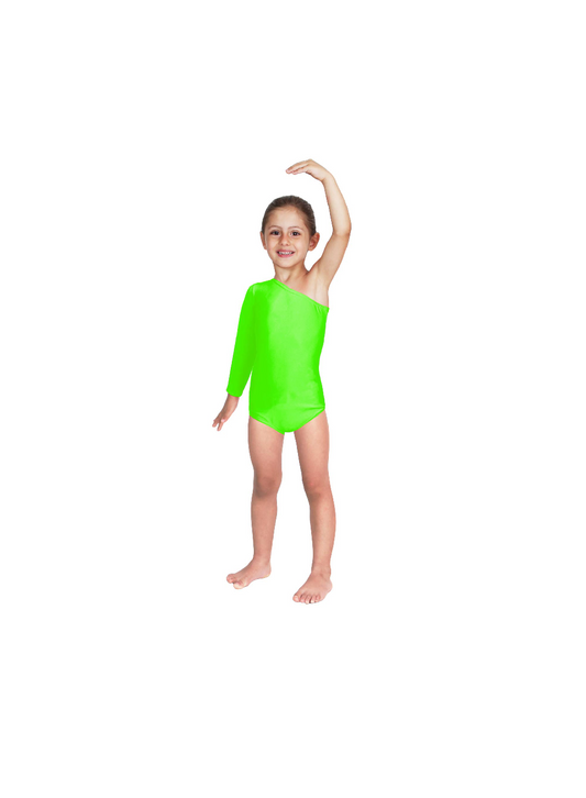 Body Danza Lycra Monospalla Manica Lunga Verde Mela