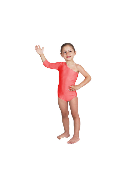 Body Danza Lycra Monospalla Manica Tre Quarti Rosso