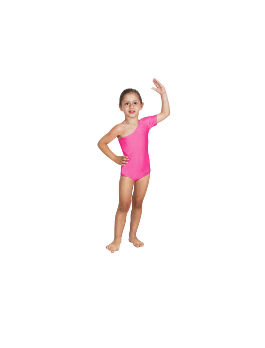 Body Danza Lycra Monospalla Mezza Manica Fucsia
