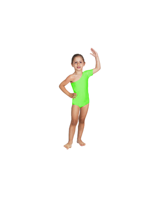 Body Danza Lycra Monospalla Mezza Manica Verde Mela