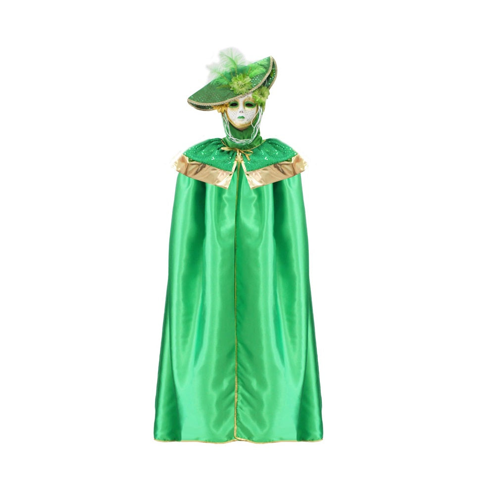 Costume Domino Veneziano Paillettes Verde
