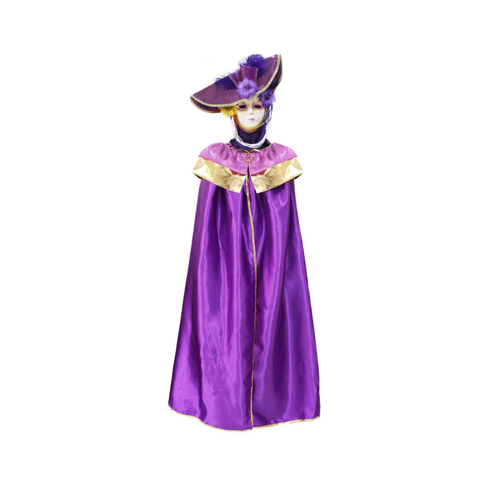 Costume Domino Veneziano Paillettes Viola
