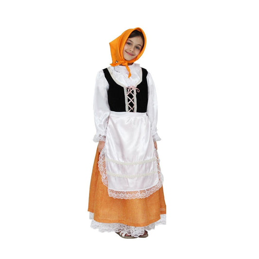 Costume Popolana Arancio Tg 3/4anni a 11/12anni