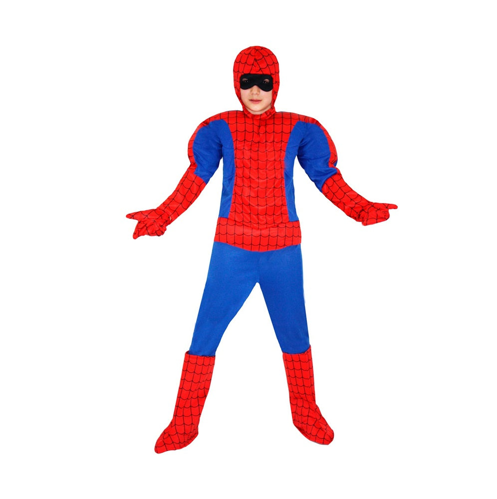 Costume Uomo Ragno con muscoli Bambino Tg 5/6anni a 12/13anni
