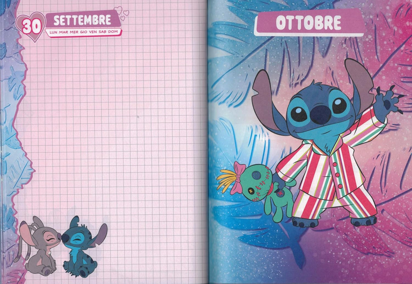 Diario Scuola Stitch 2025/2026 10 Mesi Cutie e Fluffy