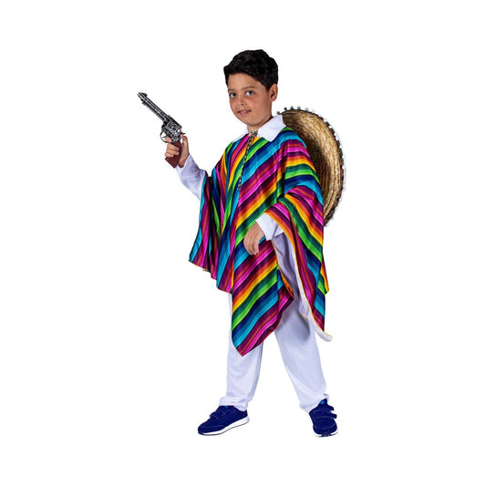 Poncho Messicano Texano Bambino Tg 3-5anni a 9-12anni