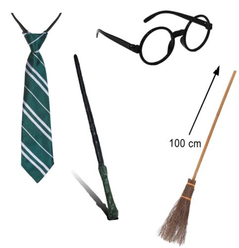 Set mago Cravatta Bacchetta Occhiali Scopa mago strega (Scegli il Kit)
