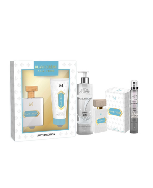 Kit Blanc Crème by Dodici12 – Cofanetto Regalo con Profumo EDP, Crema Corpo, Bagnoschiuma e Acqua Profumata
