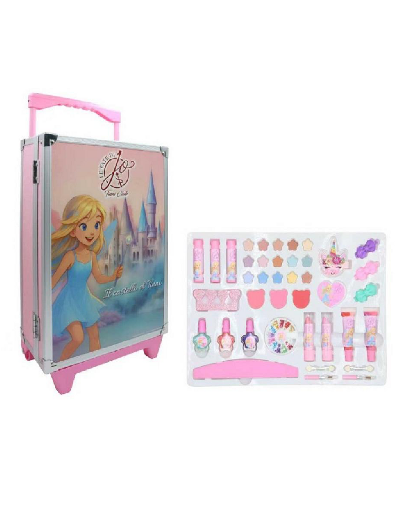 Valigetta Trolley Make-up Portatile con Ombretti, Smalti e Lucidalabbra
