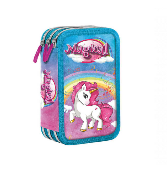 Astuccio 3 zip Unicorno