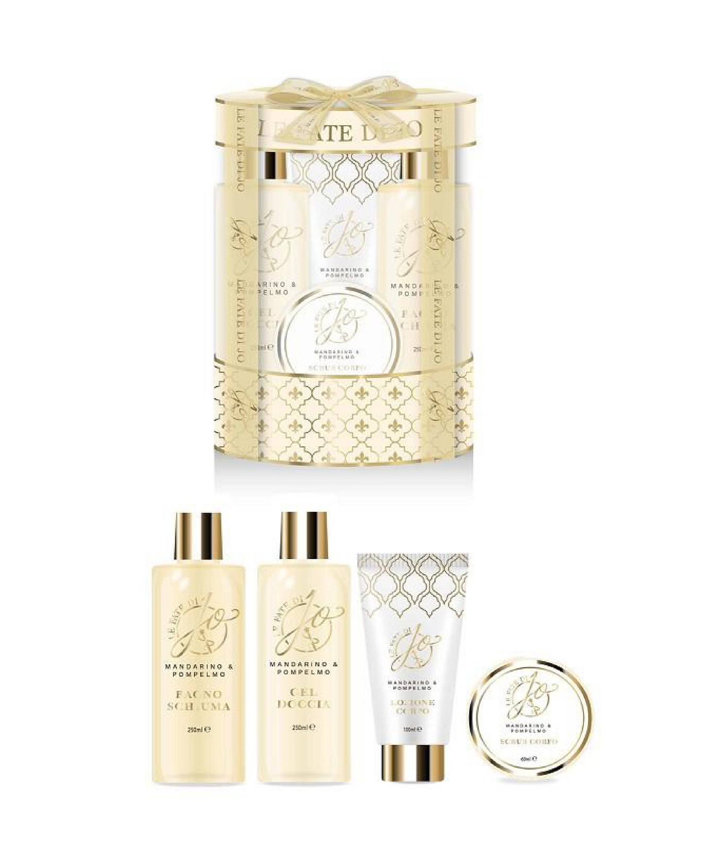 Cofanetto Mandarino e Pompelmo – Cofanetto cilindro con shower gel, bagnoschiuma, body lotion e scrub