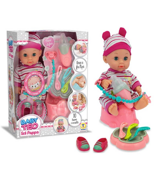 Bambola con Set Pappa e Vasino