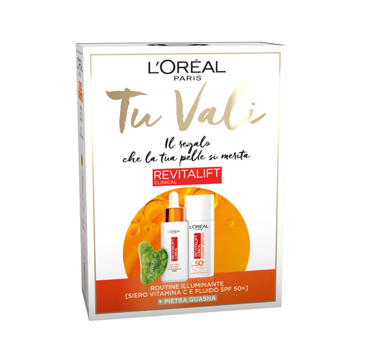 Tu Vali Revitalift Clinical Siero Illuminante Vitamina C+ Fluido SPF 50+ + Pietra Guasha