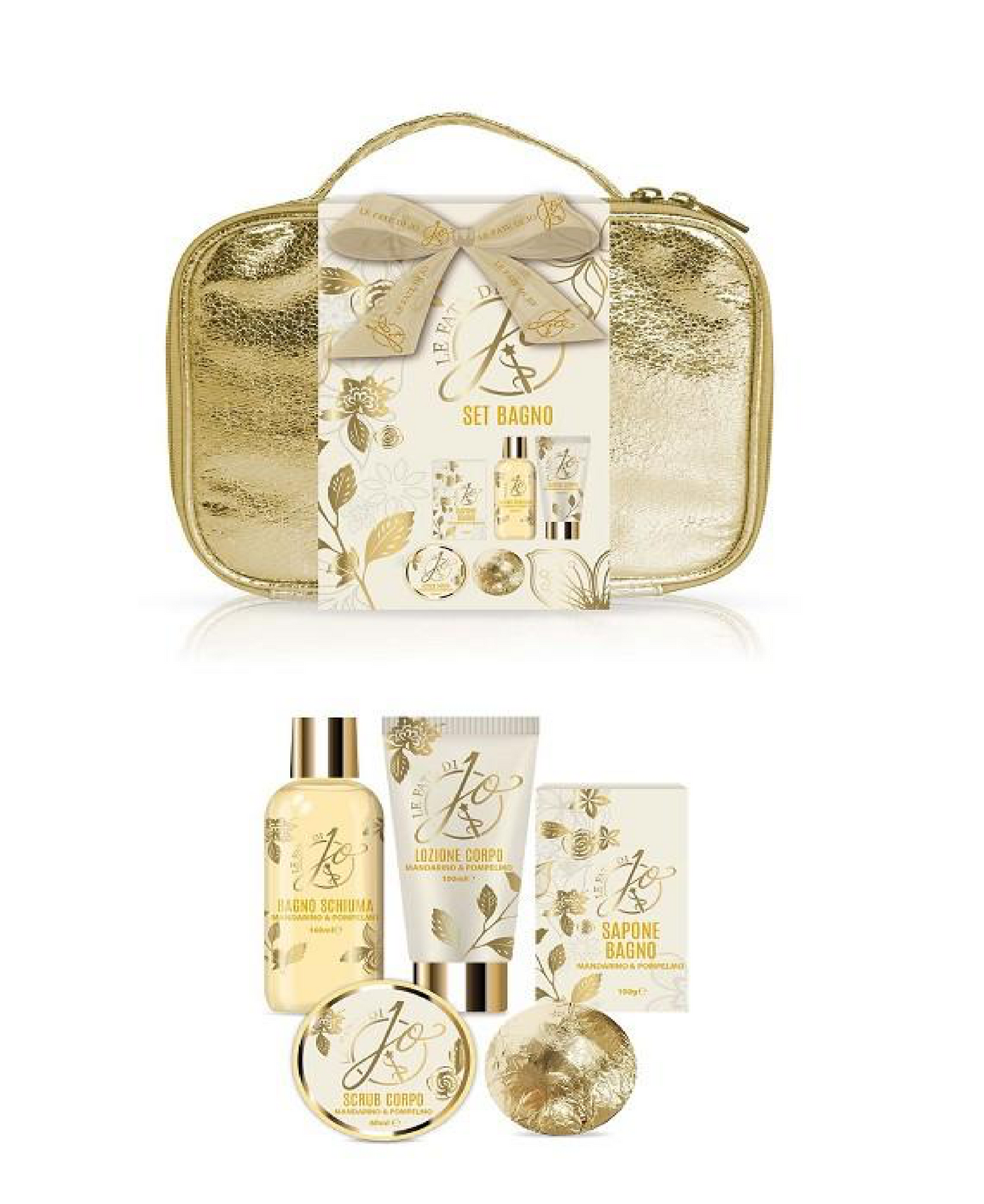 Cofanetto Mandarino e Pompelmo – Pochette Beauty con bagnoschiuma, body lotion, scrub e bomba da bagno