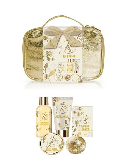 Cofanetto Mandarino e Pompelmo – Pochette Beauty con bagnoschiuma, body lotion, scrub e bomba da bagno