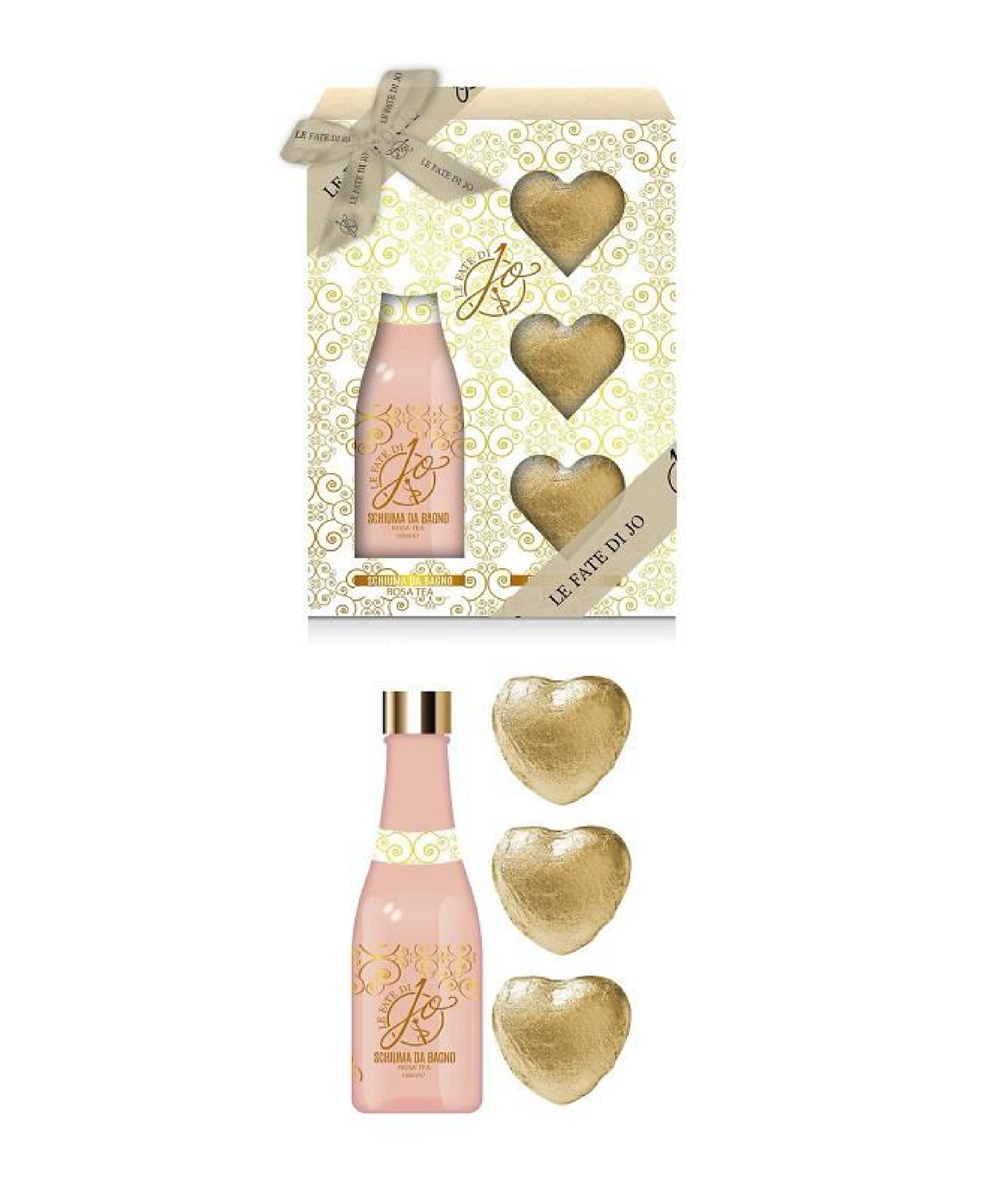 Cofanetto Rosa Tea – Cofanetto regalo con bagnoschiuma spumante e 3 bombe da bagno
