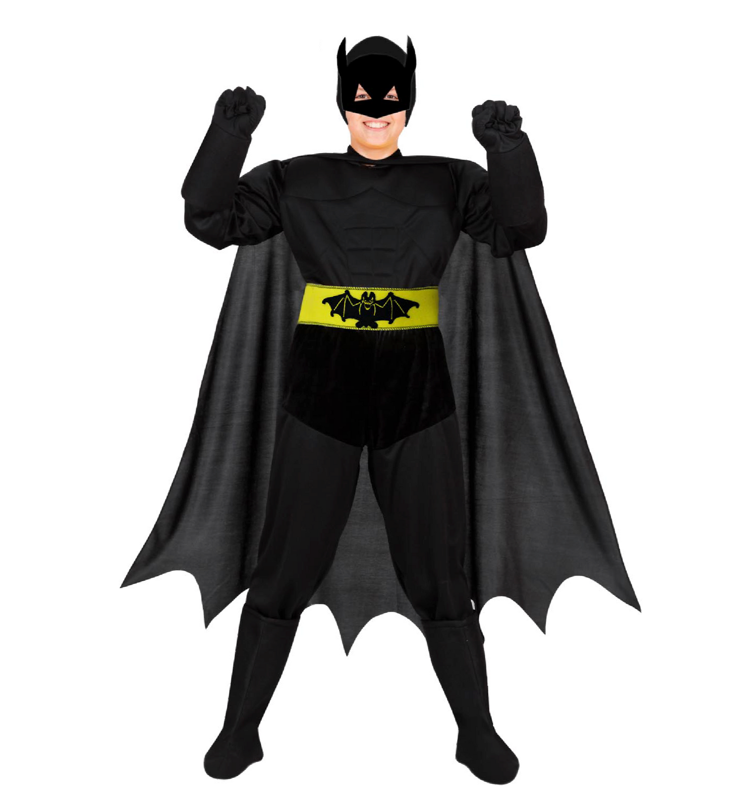 Costume Pipistrello Nero Con Muscoli Tg 5/6anni a 10/11anni