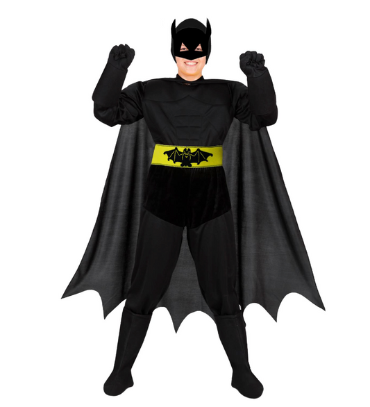 Costume Pipistrello Nero Con Muscoli Tg 5/6anni a 10/11anni