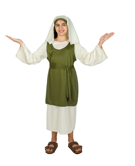 Costume Pastorella del Presepe Verde Bambina Tg 3/4 anni a 11/12anni