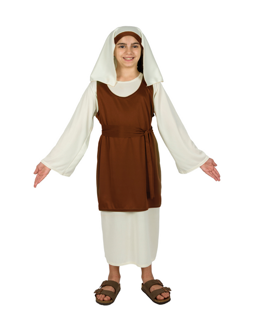 Costume Pastorella del Presepe Marrone Bambina Tg 3/4 anni a 11/12anni