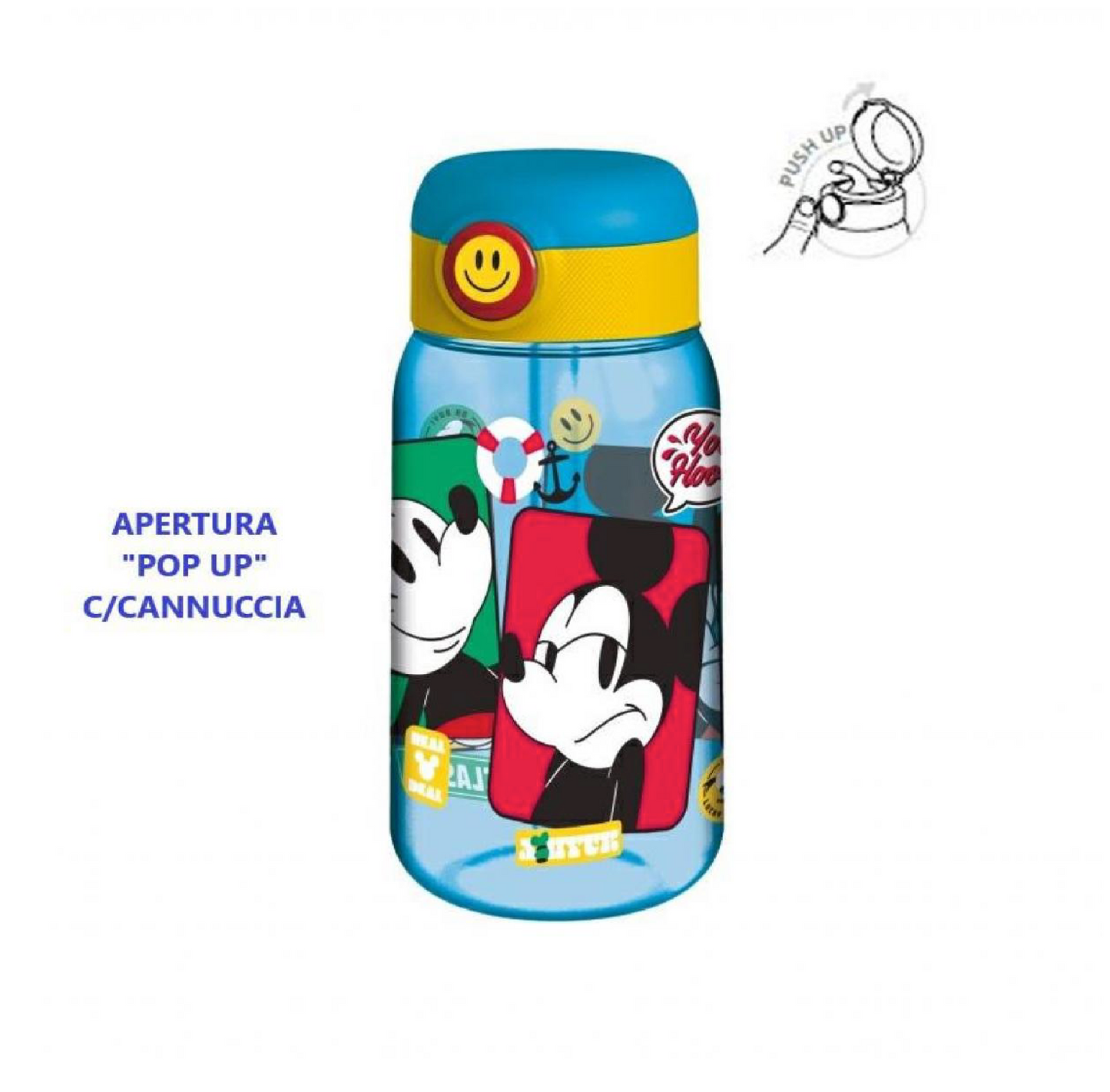 Borraccia Mickey Mouse 500ml con Cannuccia e popup