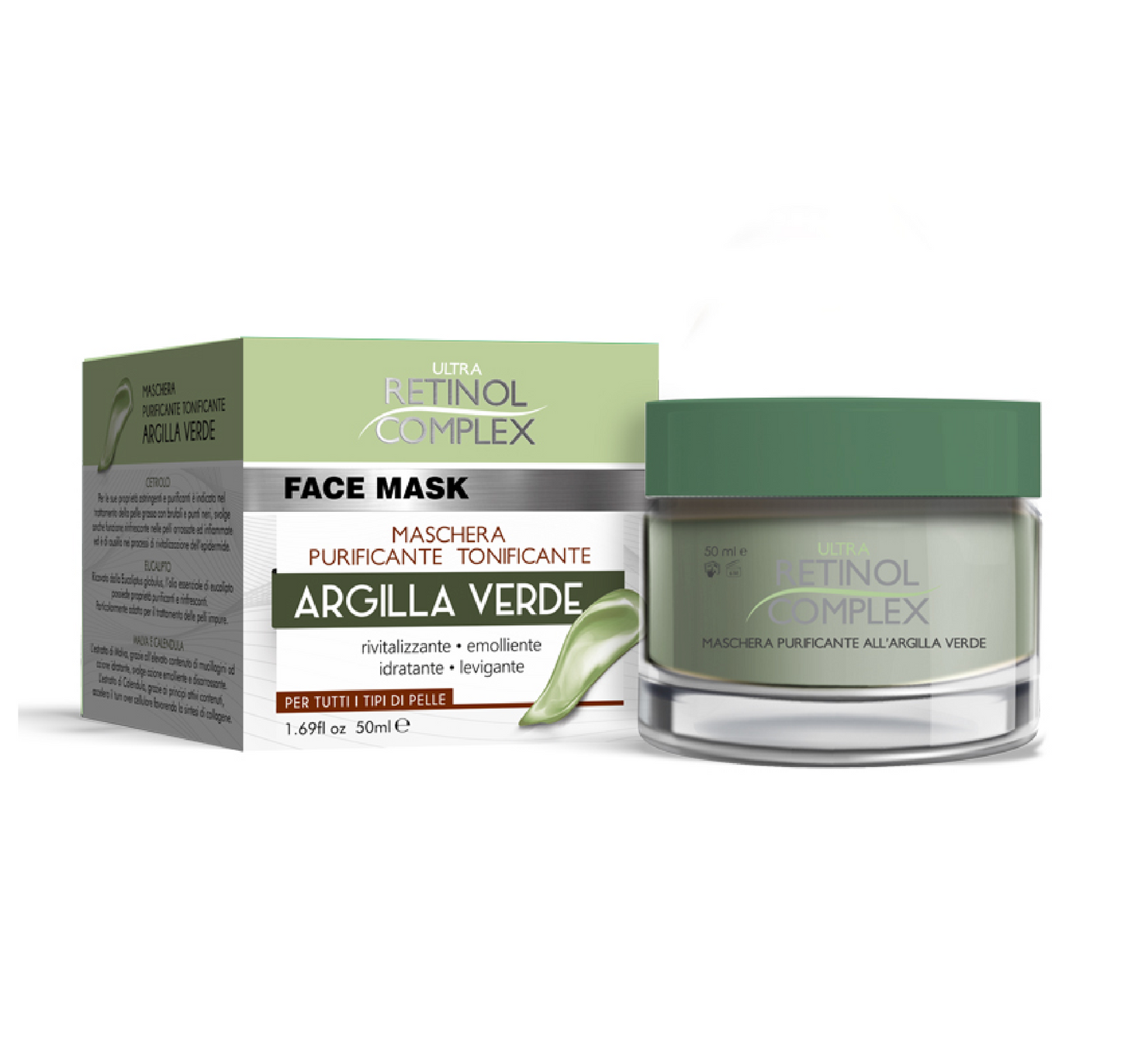 Maschera Viso Argilla Verde Tonificante
