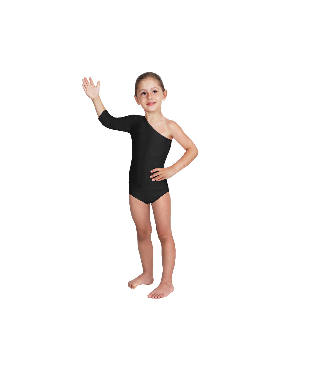 Body Danza Lycra Monospalla Manica Tre Quarti Nero